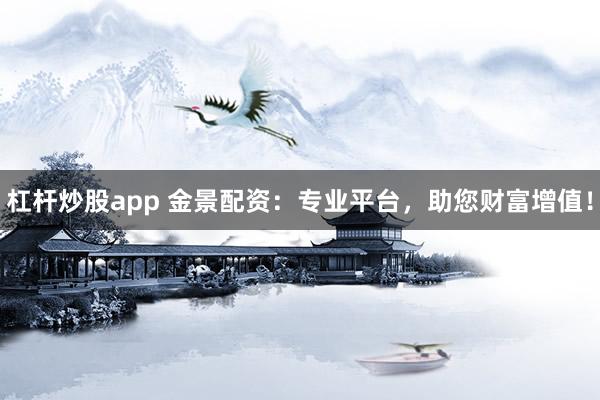 杠杆炒股app 金景配资：专业平台，助您财富增值！