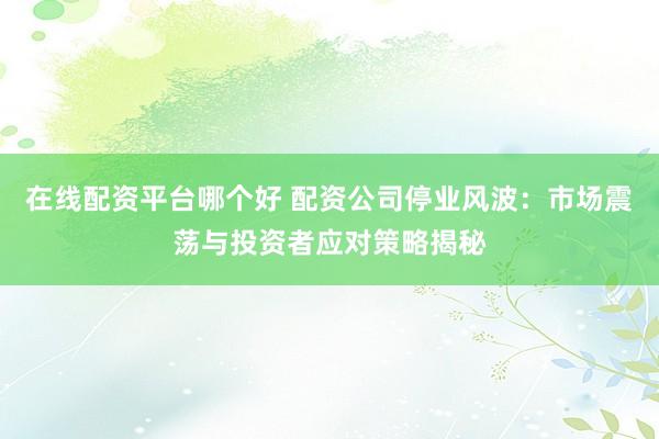 在线配资平台哪个好 配资公司停业风波：市场震荡与投资者应对策略揭秘