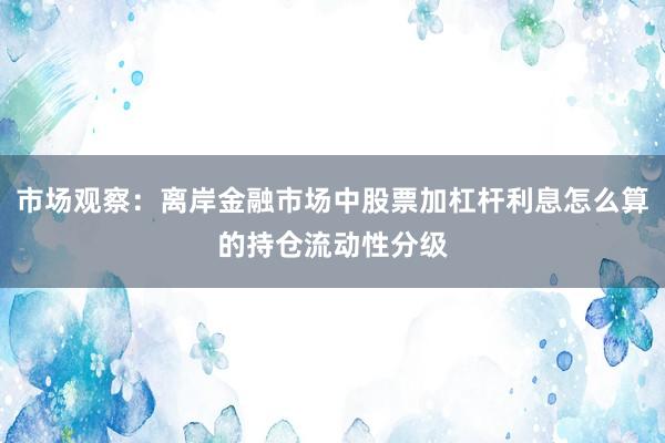 市场观察：离岸金融市场中股票加杠杆利息怎么算的持仓流动性分级