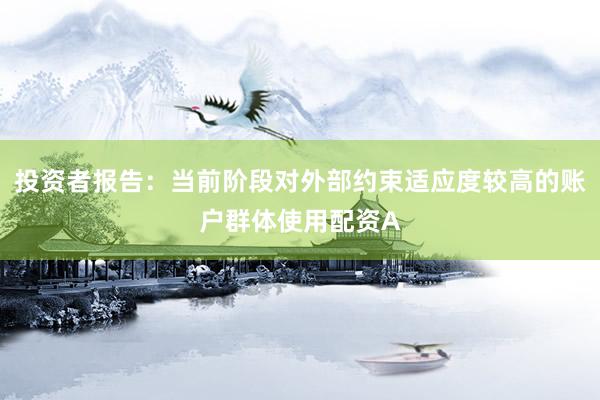 投资者报告：当前阶段对外部约束适应度较高的账户群体使用配资A
