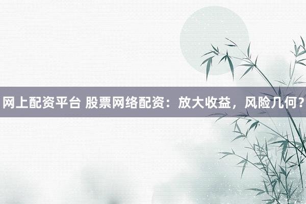 网上配资平台 股票网络配资：放大收益，风险几何？
