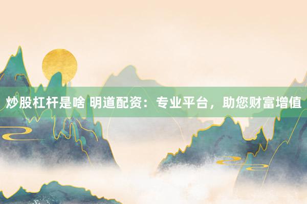 炒股杠杆是啥 明道配资：专业平台，助您财富增值