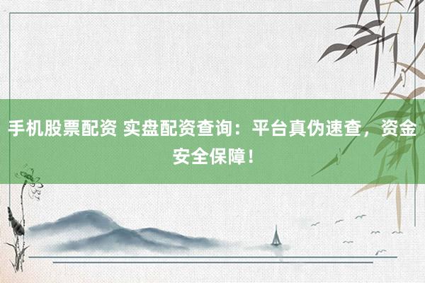 手机股票配资 实盘配资查询：平台真伪速查，资金安全保障！
