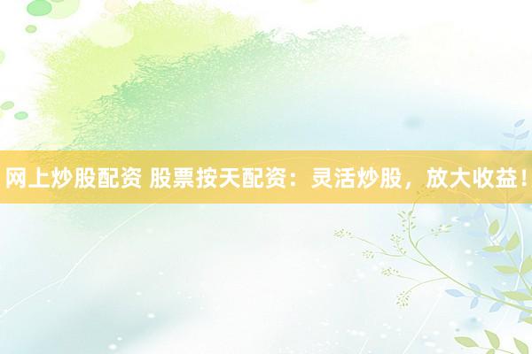 网上炒股配资 股票按天配资：灵活炒股，放大收益！